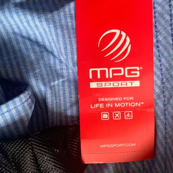 MPG Sport Shorts Men 36 NWT Hybrid Short For Land & Sea Blue Stripe Light Weight - Picture 12 of 14